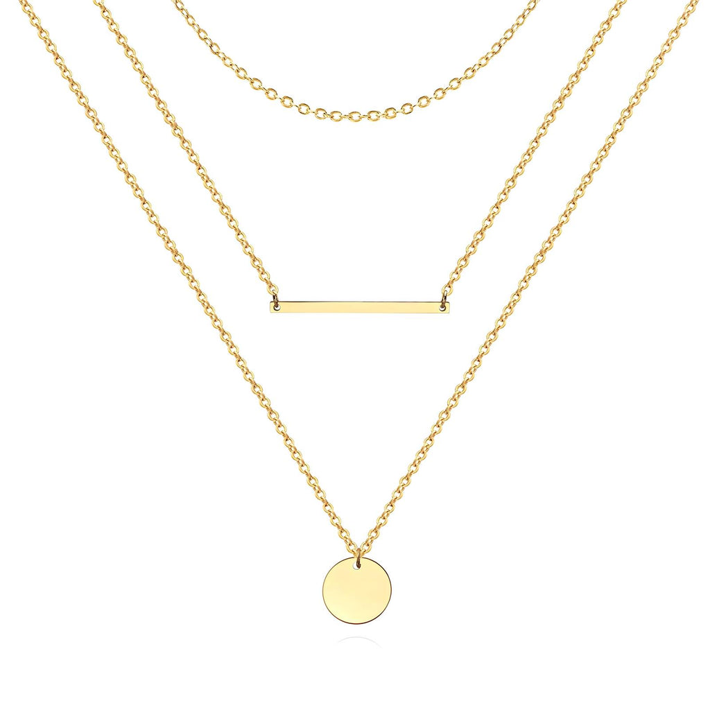 Layered Bar and Disc Necklace