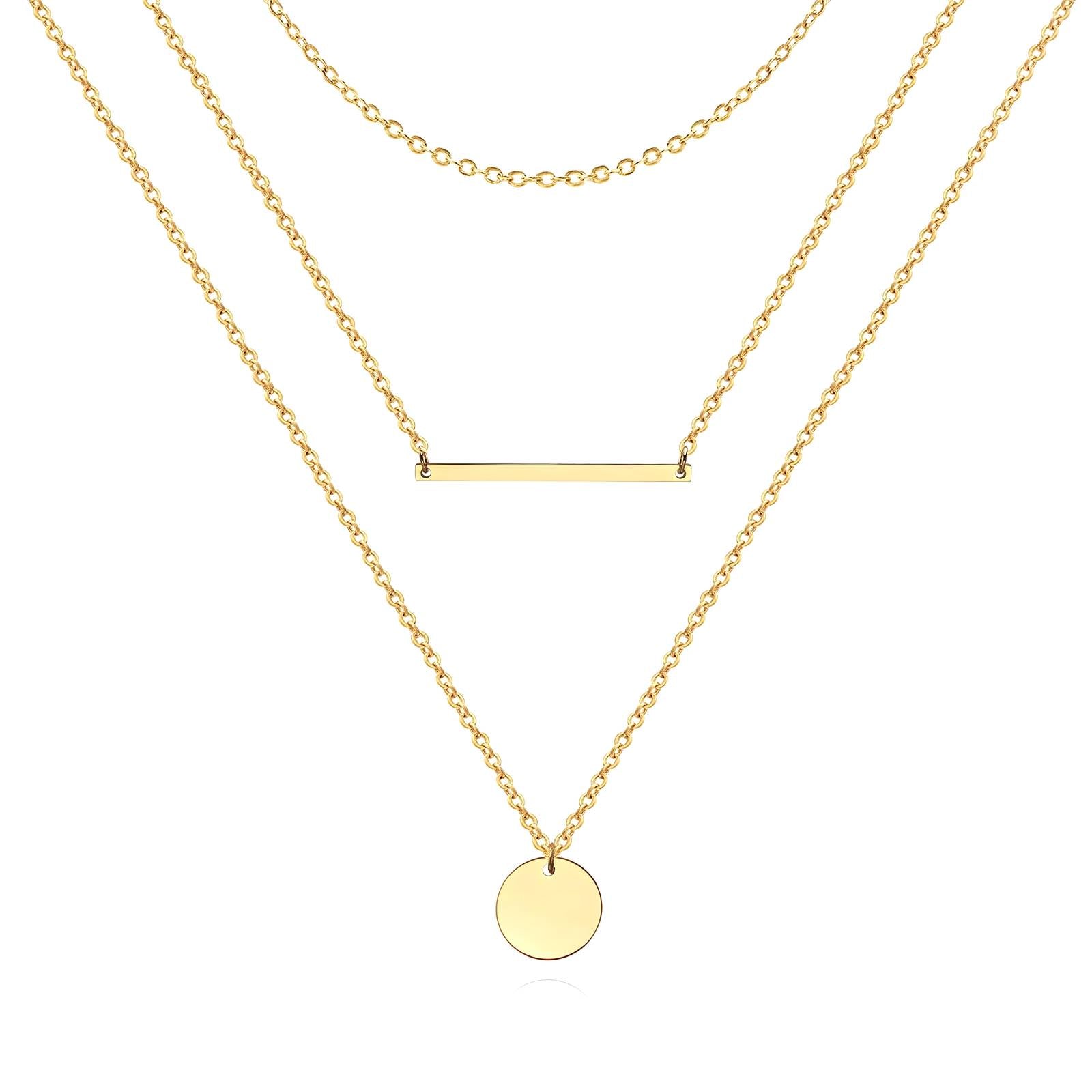 Layered Bar and Disc Necklace