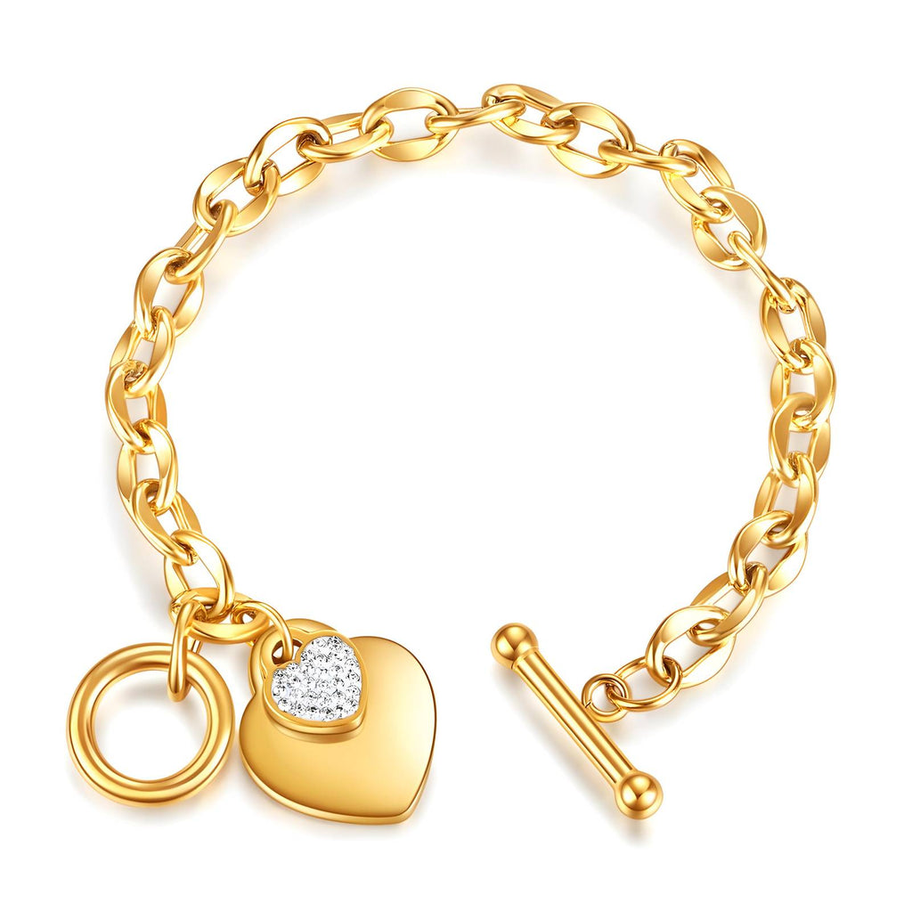 Gold Heart Toggle Bracelet