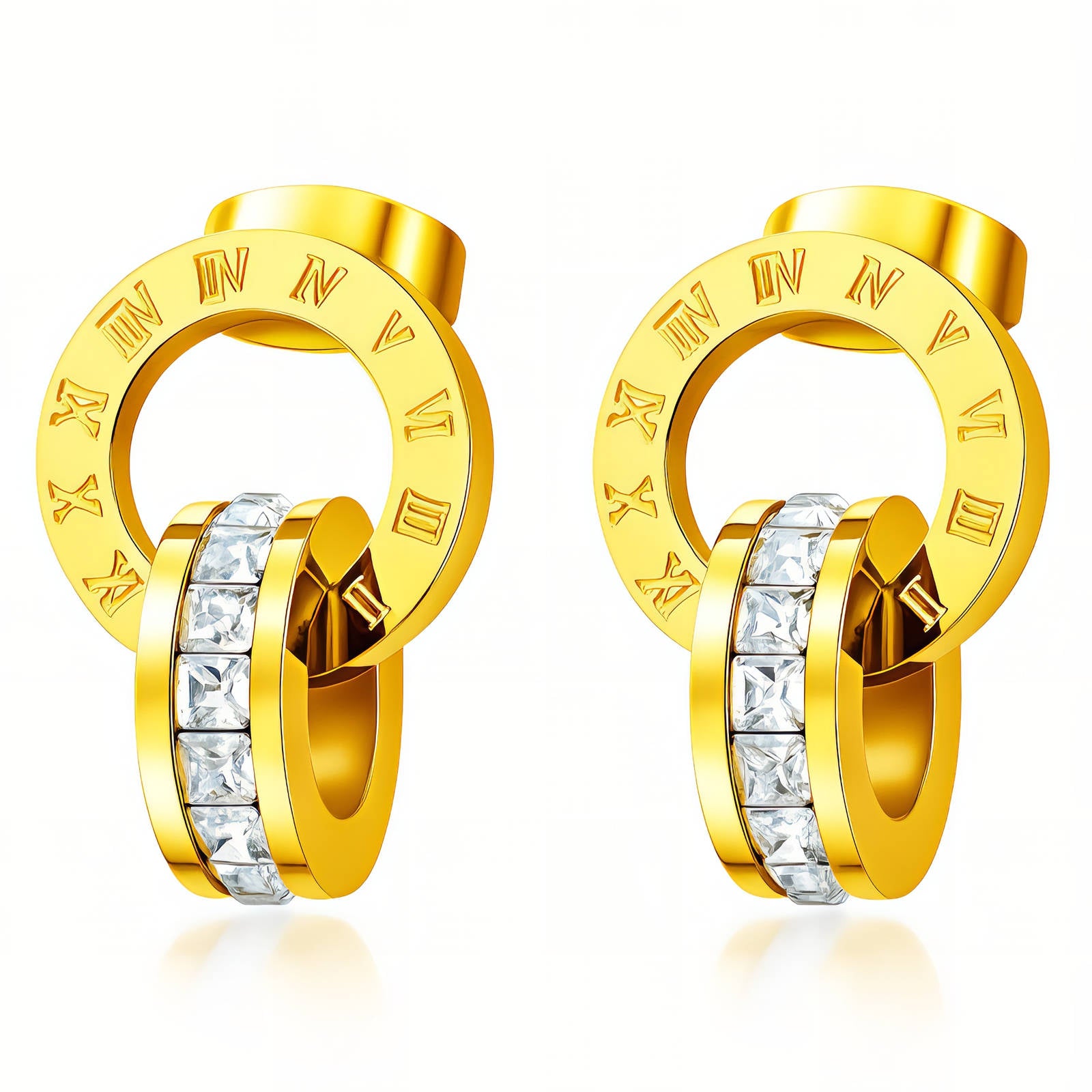 Roman Circle Crystal Earrings