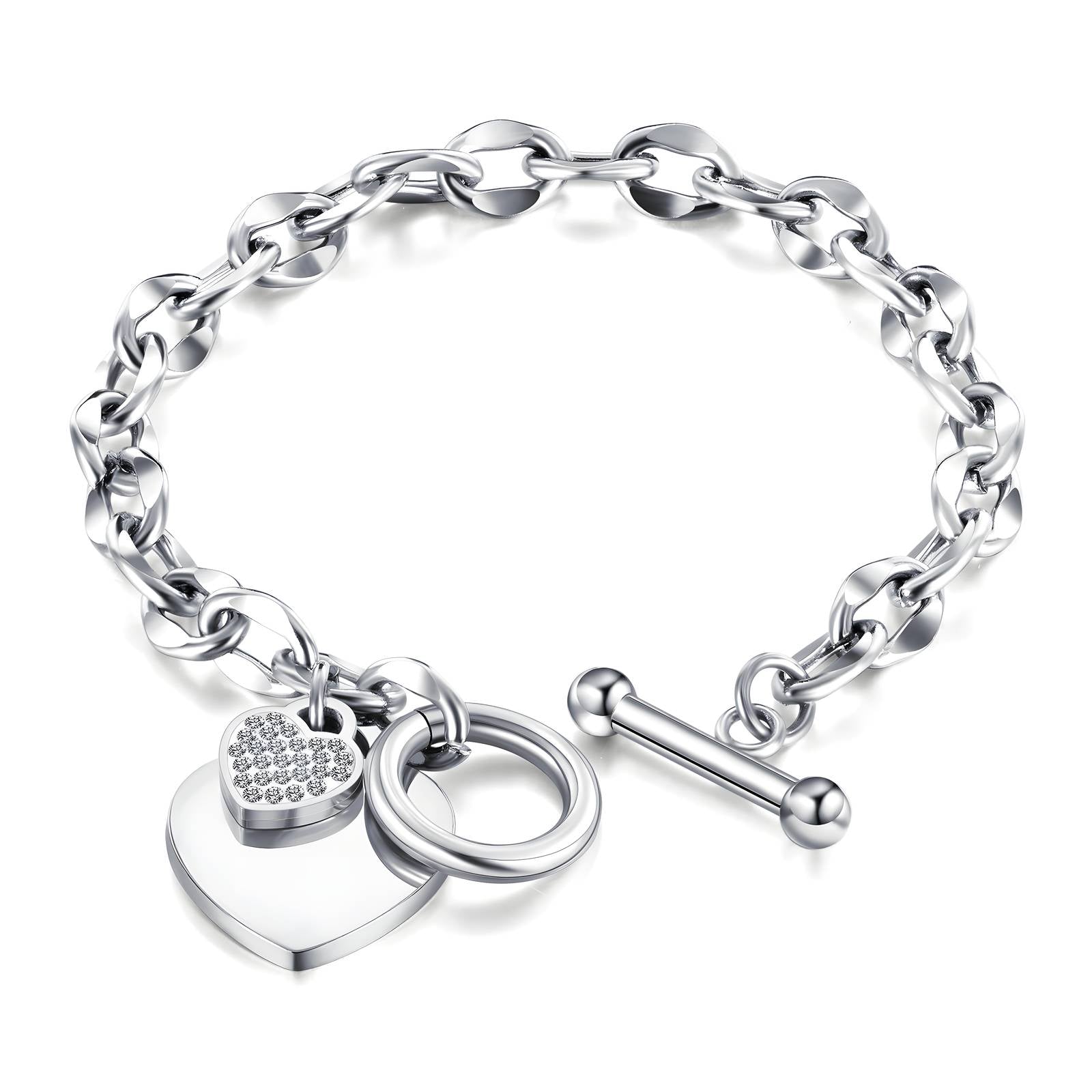 Silver Heart Toggle Bracelet