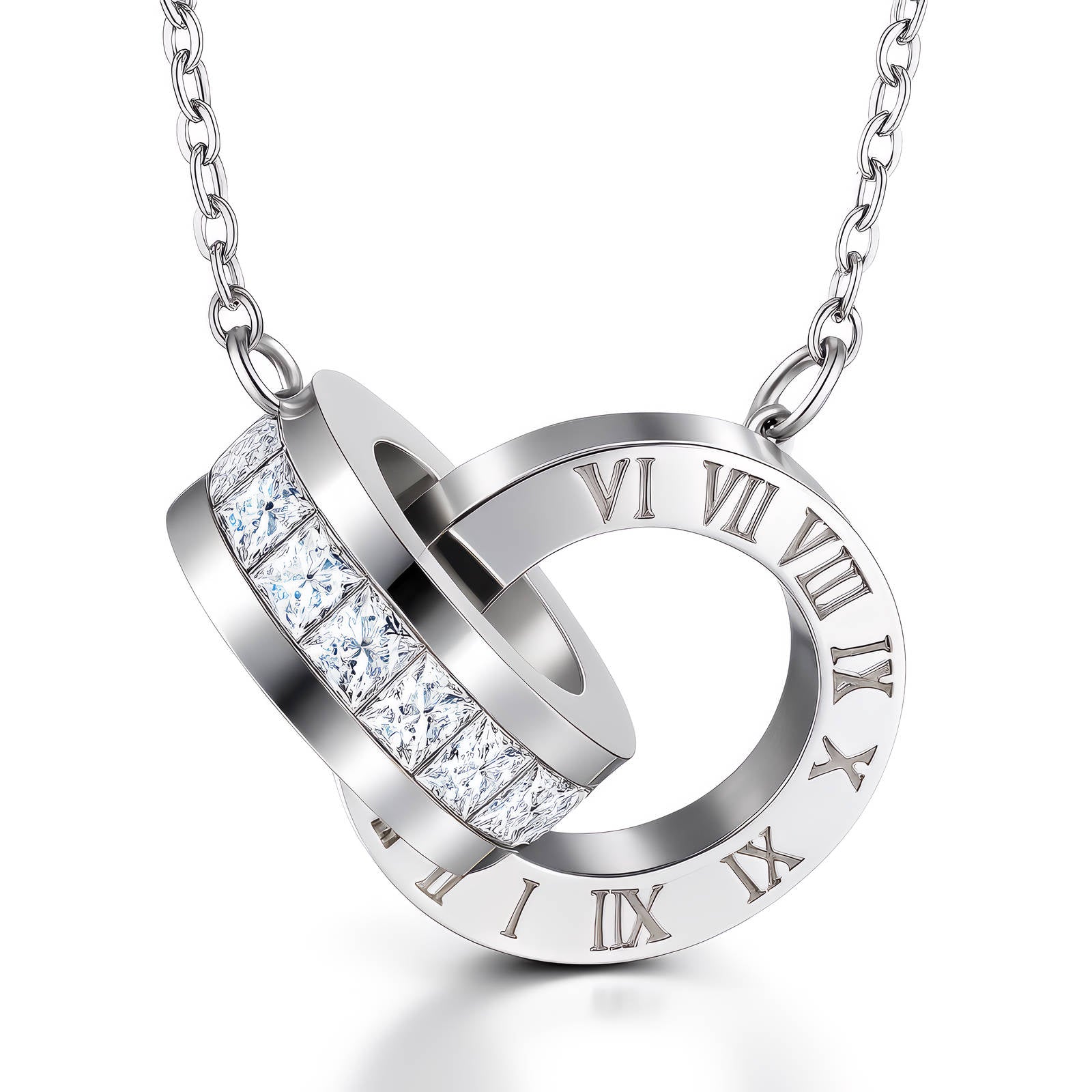 Silver Roman Circles Necklace