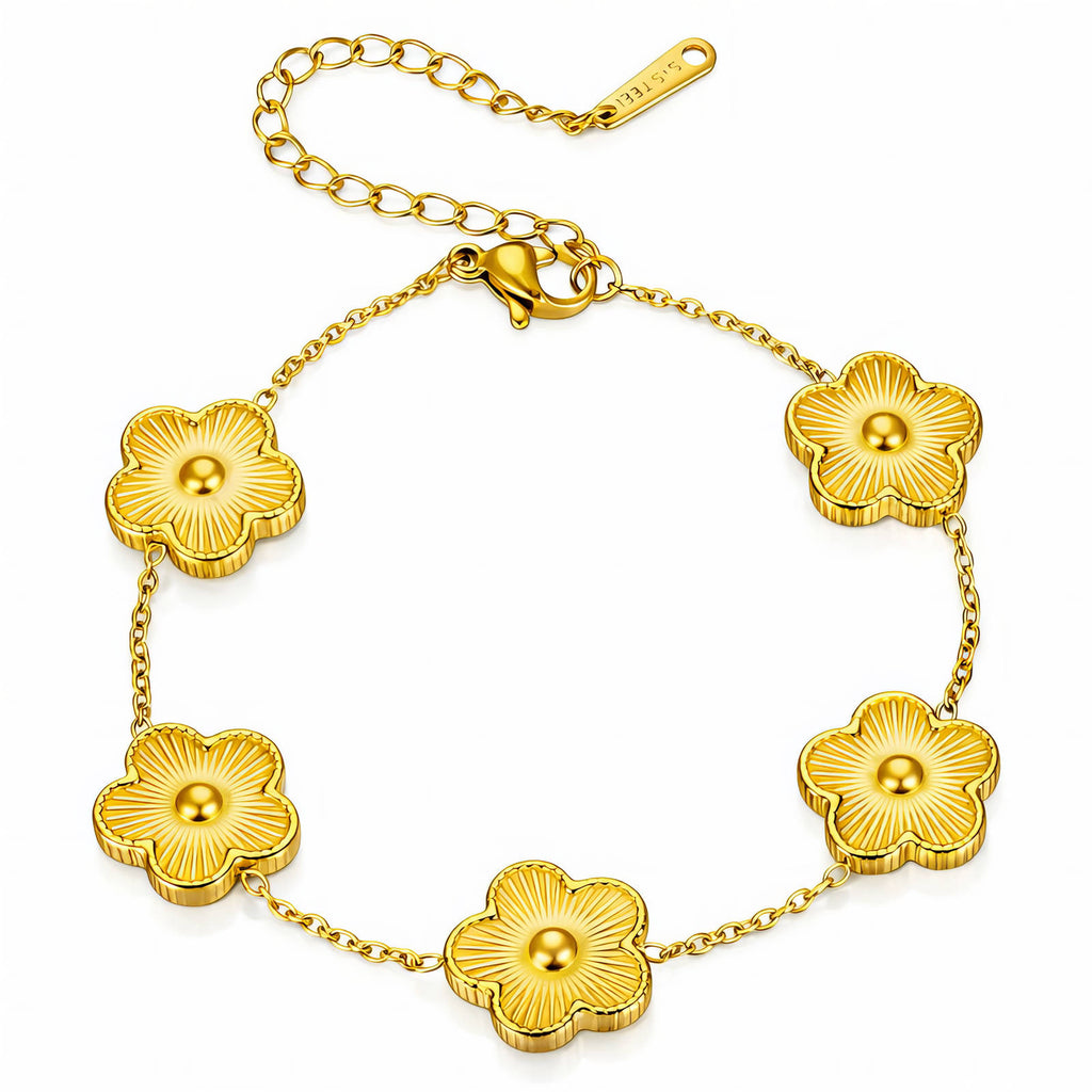 Flower Meadow Bracelet — 18k gold-plated bracelet with floral charms