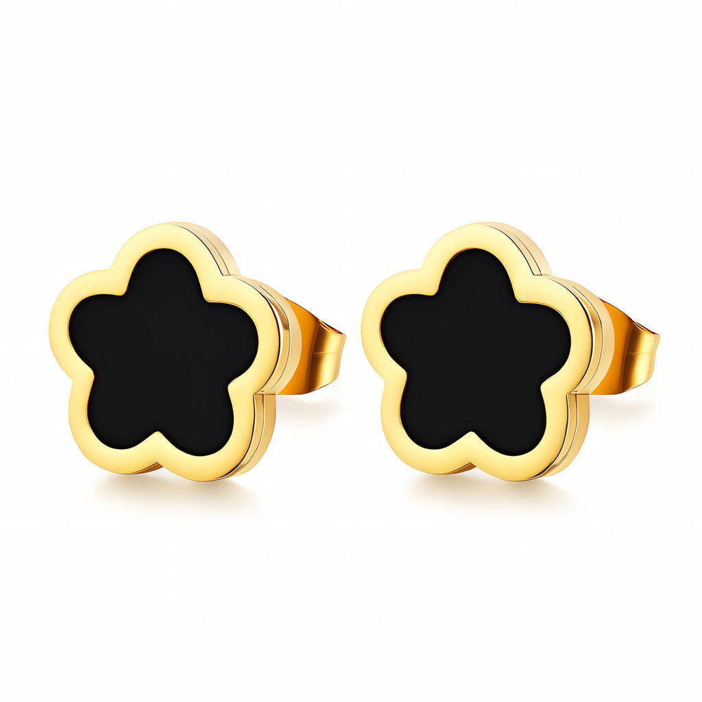 Black Blossom Stud Earrings