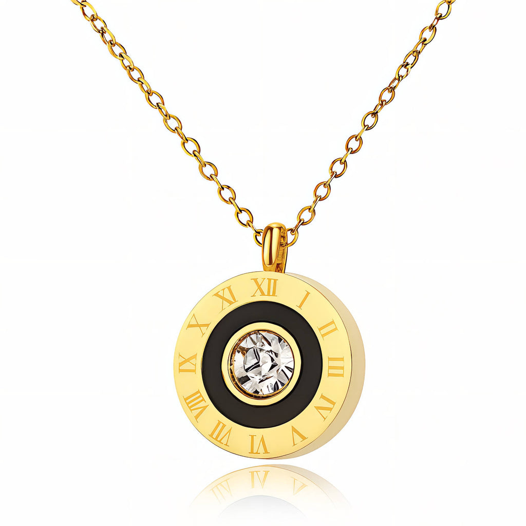 Roman Crystal Disc Necklace