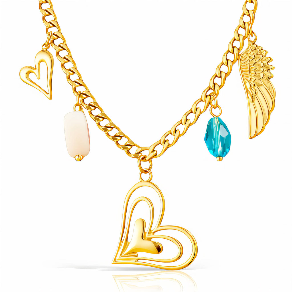 Heart and Wing Charm Necklace