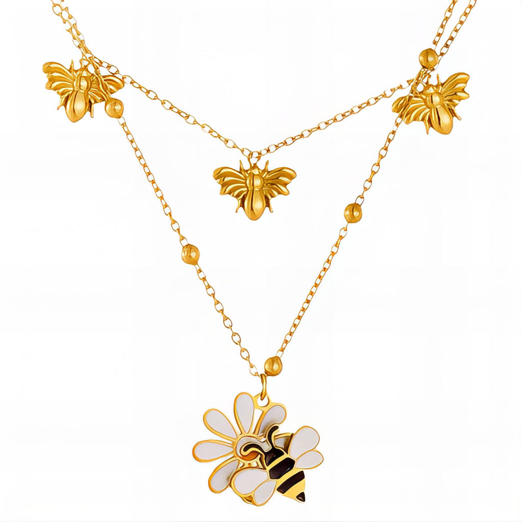 Bees Necklace — 18k gold-plated chain with bee pendant