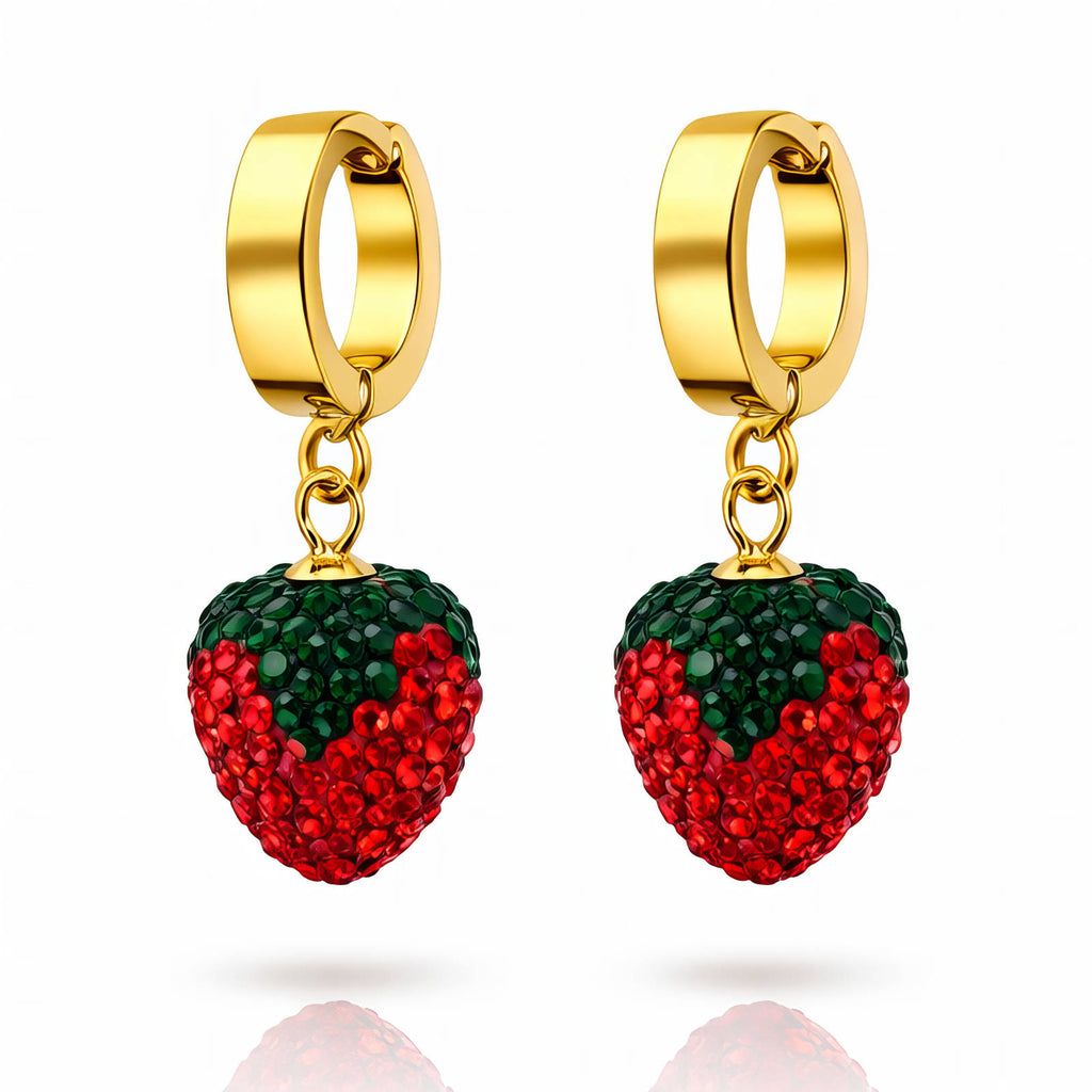 Berries Earrings — 18k gold-plated drop earrings with cubic zirconia