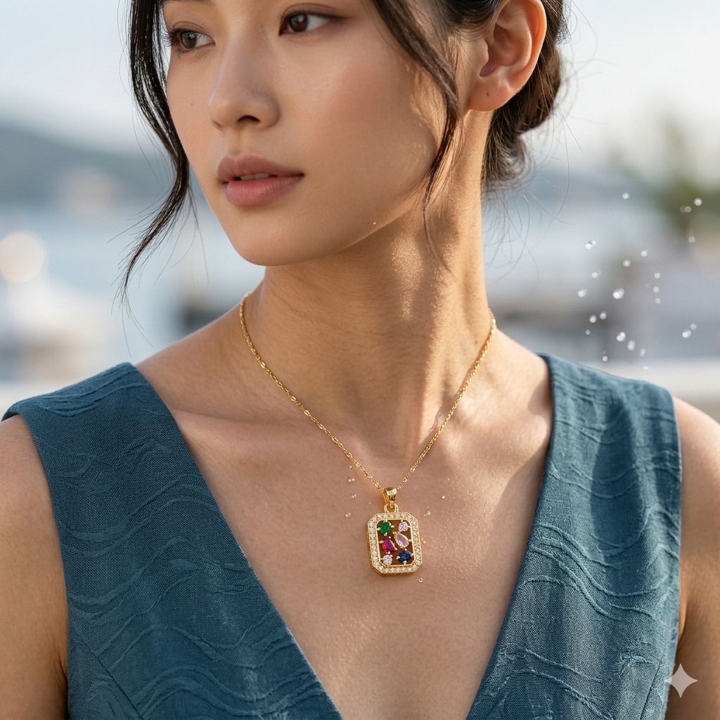 Multi-Gem Pendant Necklace