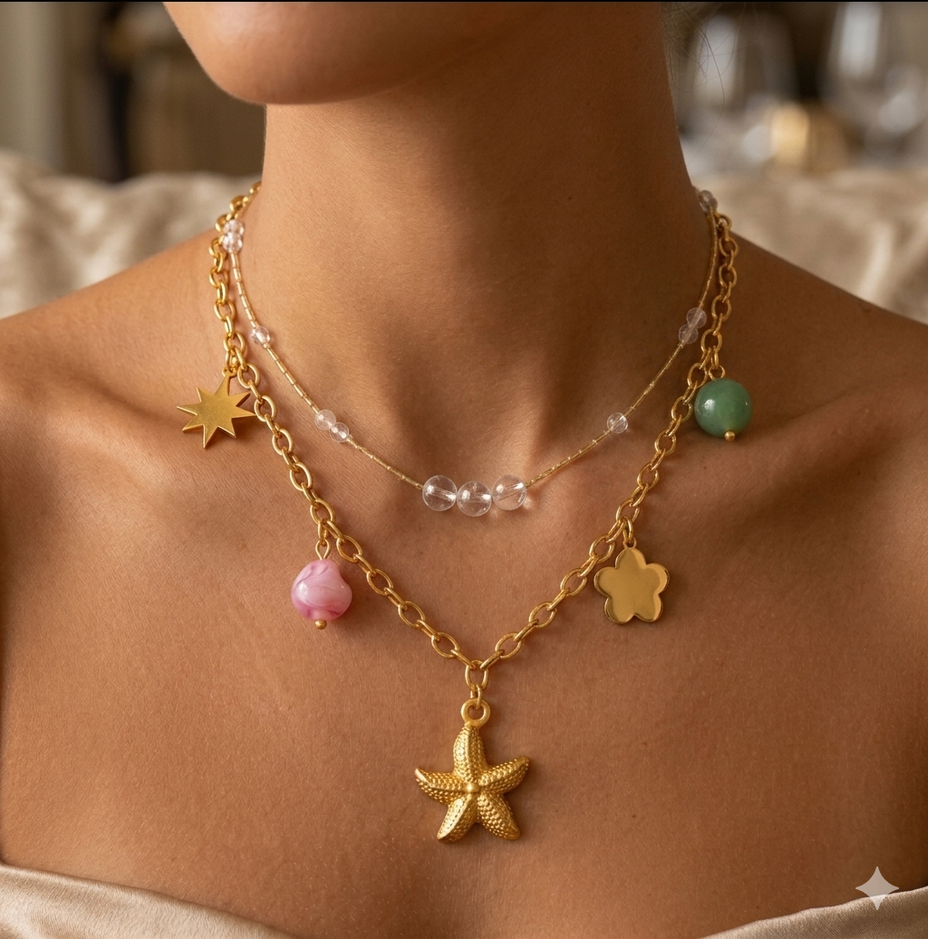 Starfish & Pearl Layered Necklace