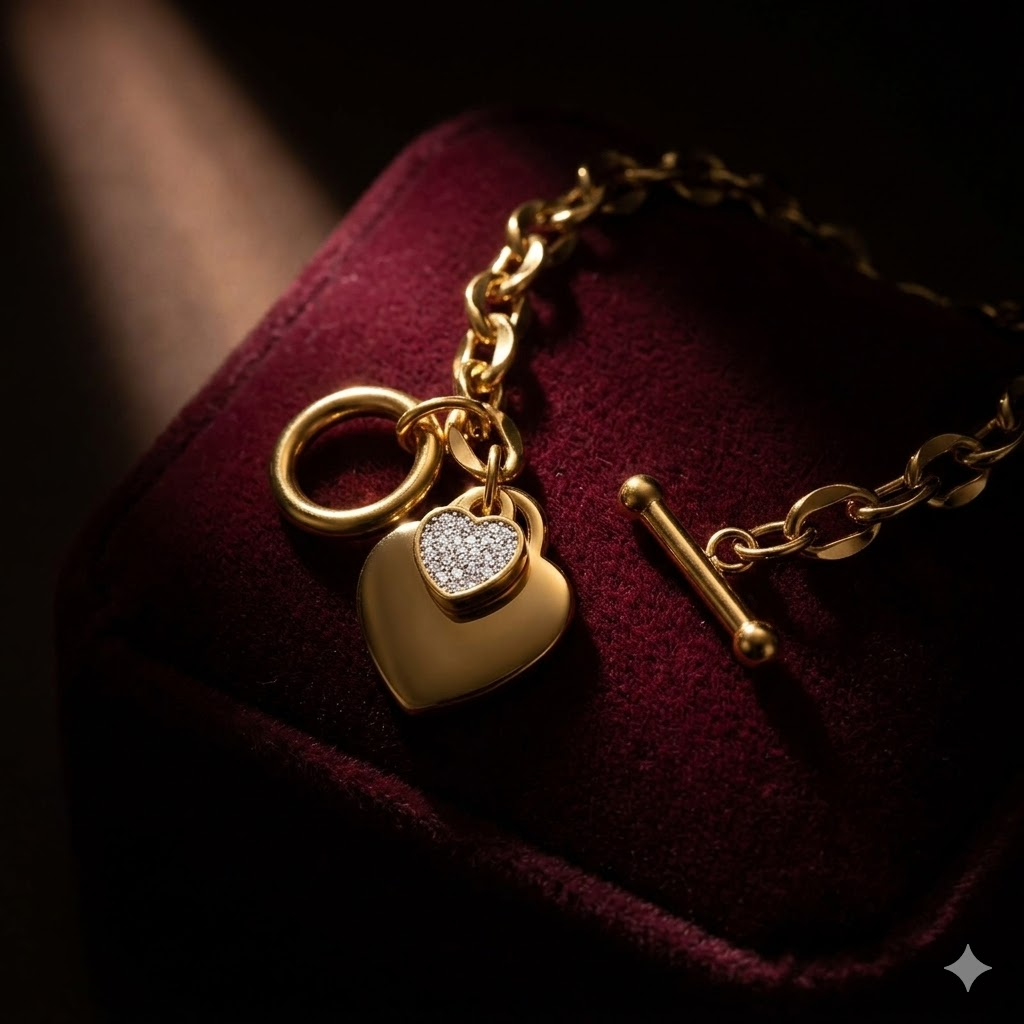 Gold Heart Toggle Bracelet