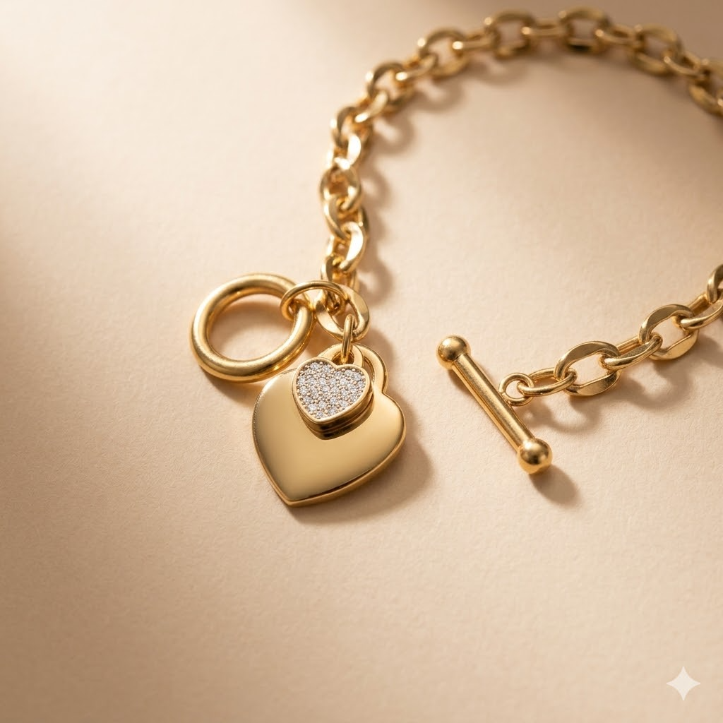 Gold Heart Toggle Bracelet