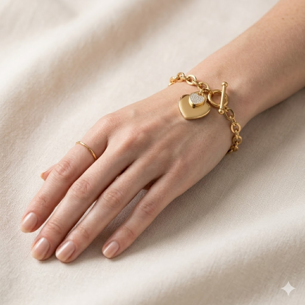 Gold Heart Toggle Bracelet