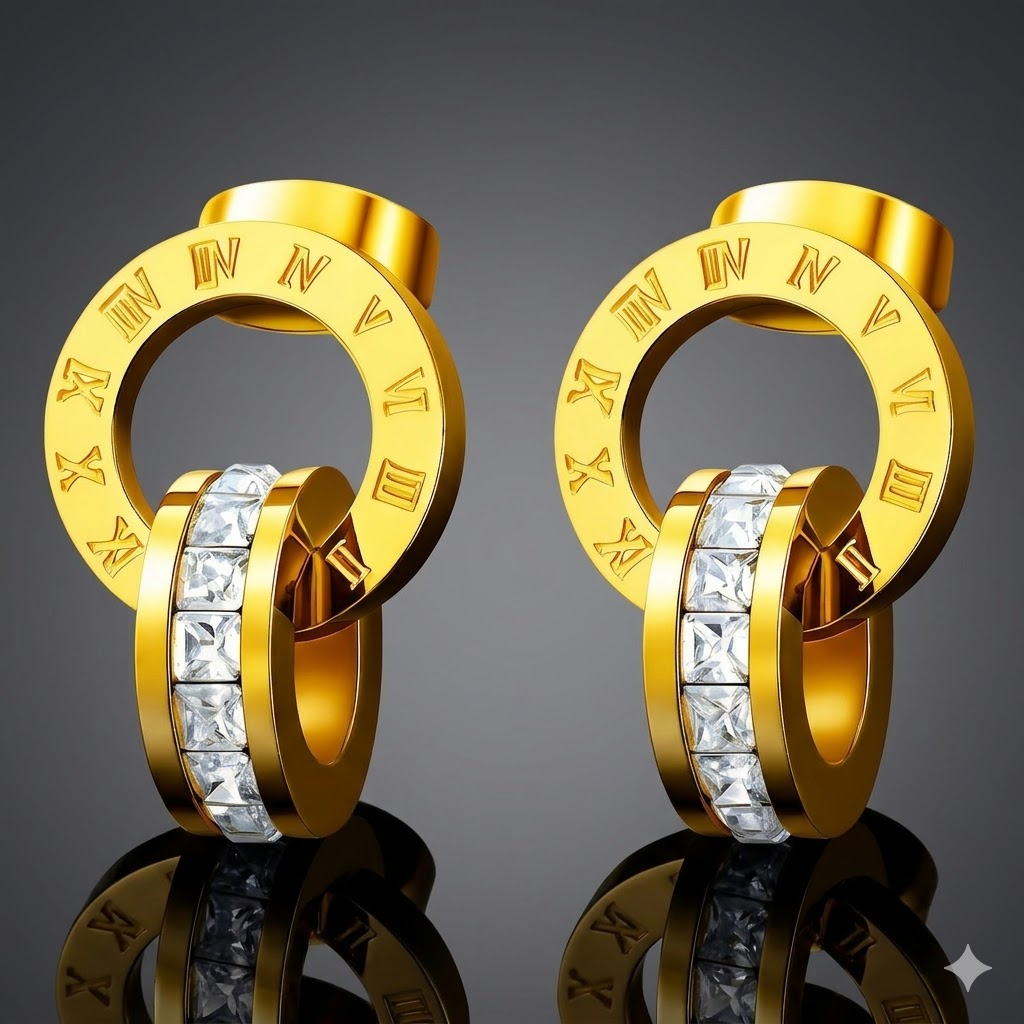 Roman Circle Crystal Earrings