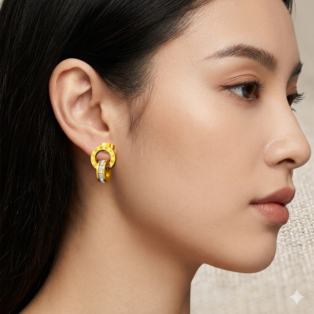 Roman Circle Crystal Earrings