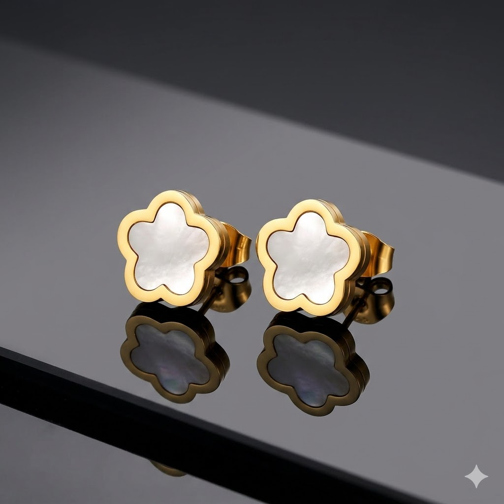 White Blossom Stud Earrings