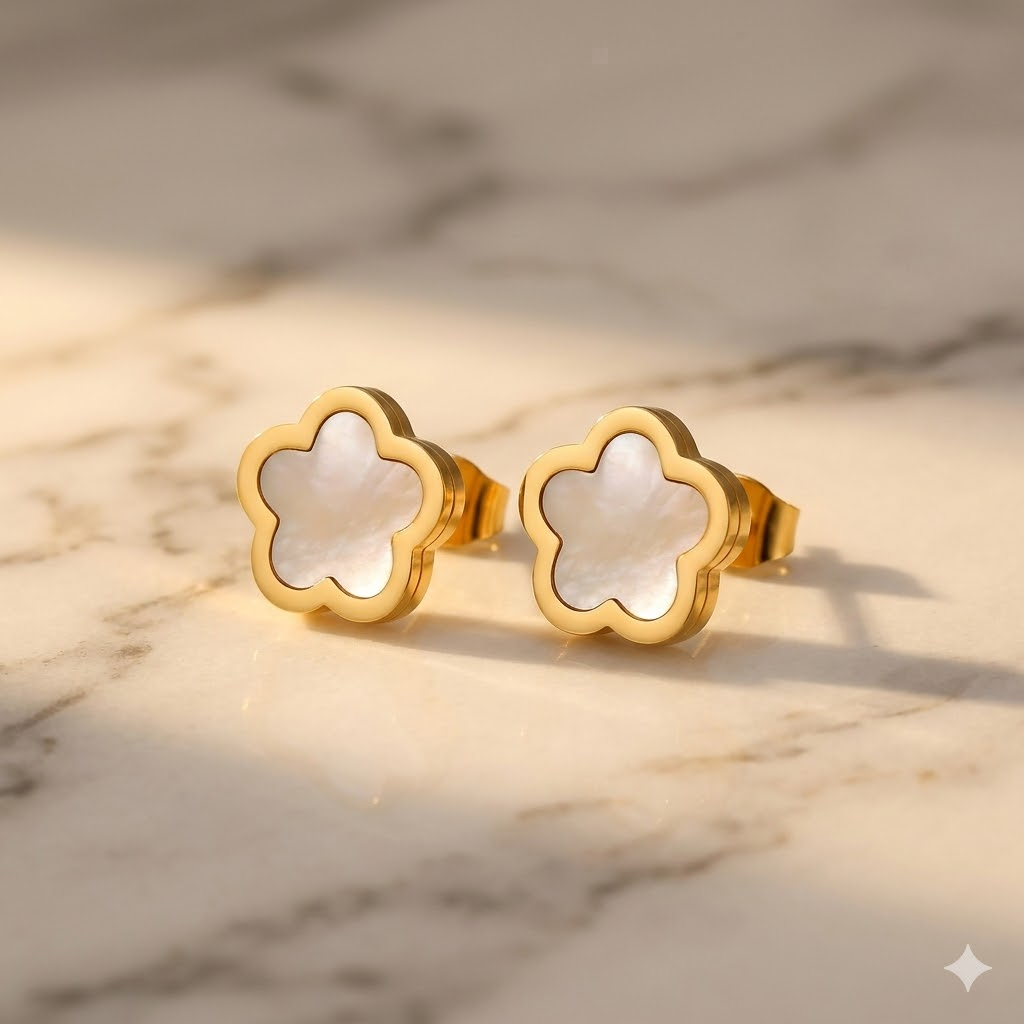 White Blossom Stud Earrings