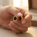 Black Blossom Stud Earrings