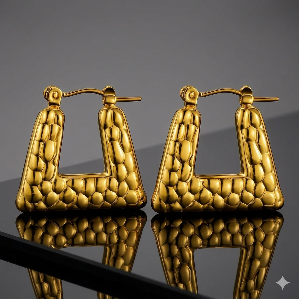 Pebbled Trapezoid Hoops