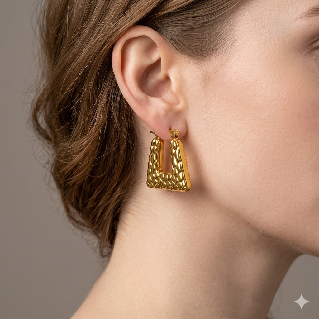 Pebbled Trapezoid Hoops