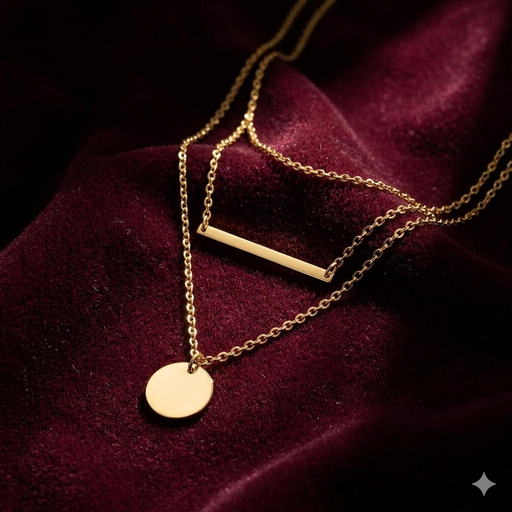 Layered Bar & Disc Necklace