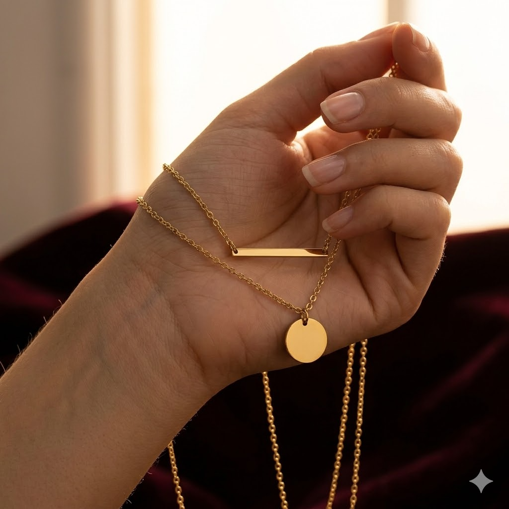 Layered Bar & Disc Necklace