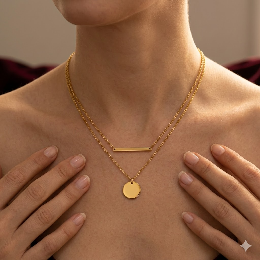 Layered Bar & Disc Necklace