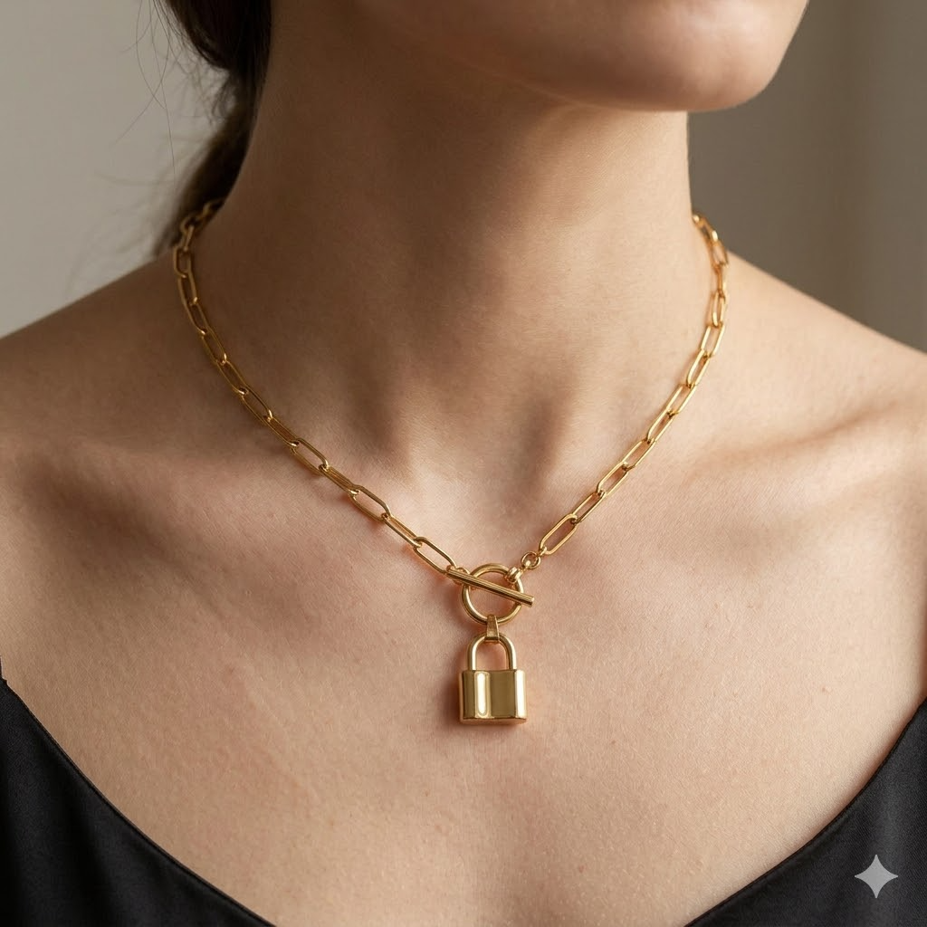 Padlock Paperclip Necklace