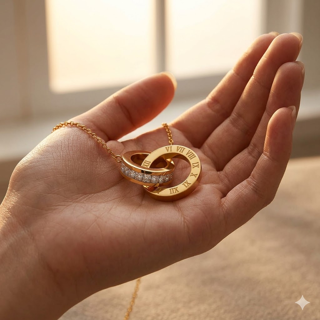 Roman Interlocking Circles Necklace