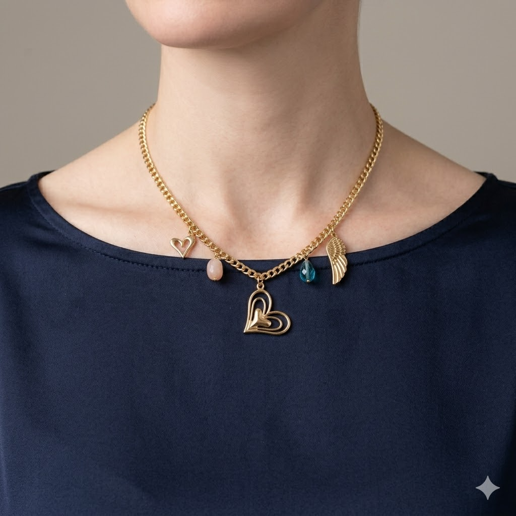 Heart & Wing Charm Necklace