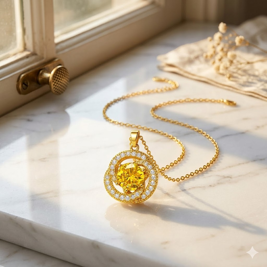 Golden Solitaire Necklace