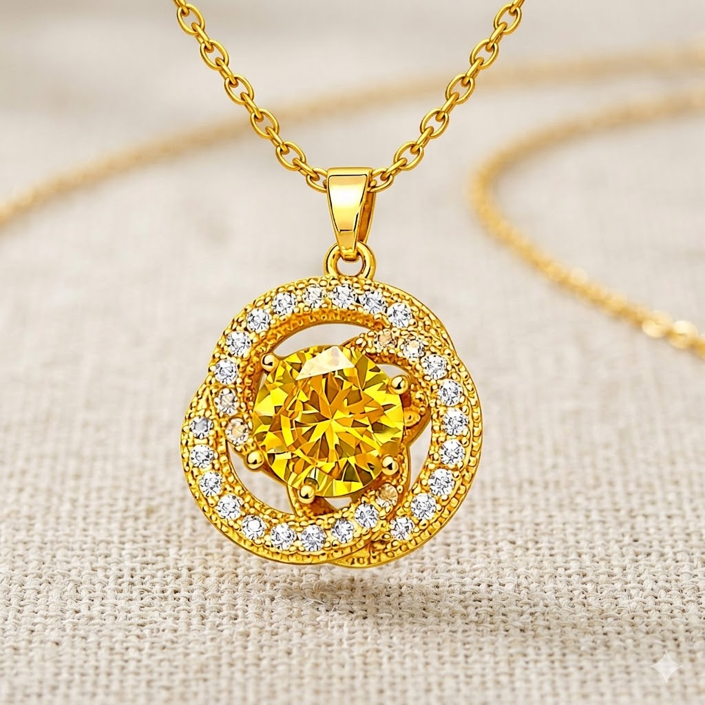 Golden Solitaire Necklace