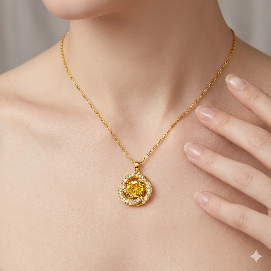 Golden Solitaire Necklace